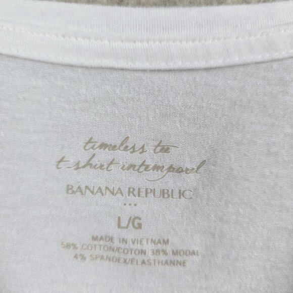 Banana Republic Womens White V-Neck Short Sleeve Timeless Tee L Modal Blend - Picture 3 of 5